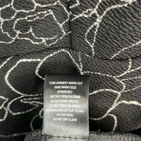 TRIXXI Metallic Mini Dress Black Floral Print Split V-neck Ruched Size XL - Picture 11 of 13